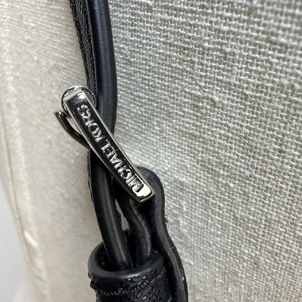 Michael Kors Black Jet Set Large Logo Crossbody Bag Purse Silver Classic Minimal